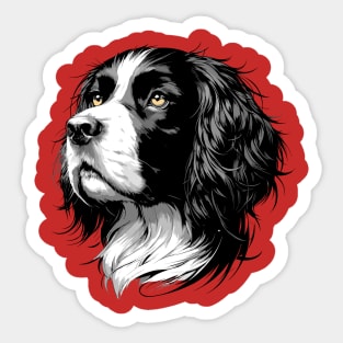 Stunning and Cool English Springer Spaniel Monochrome and Gold Portrait for Father's Day Sticker